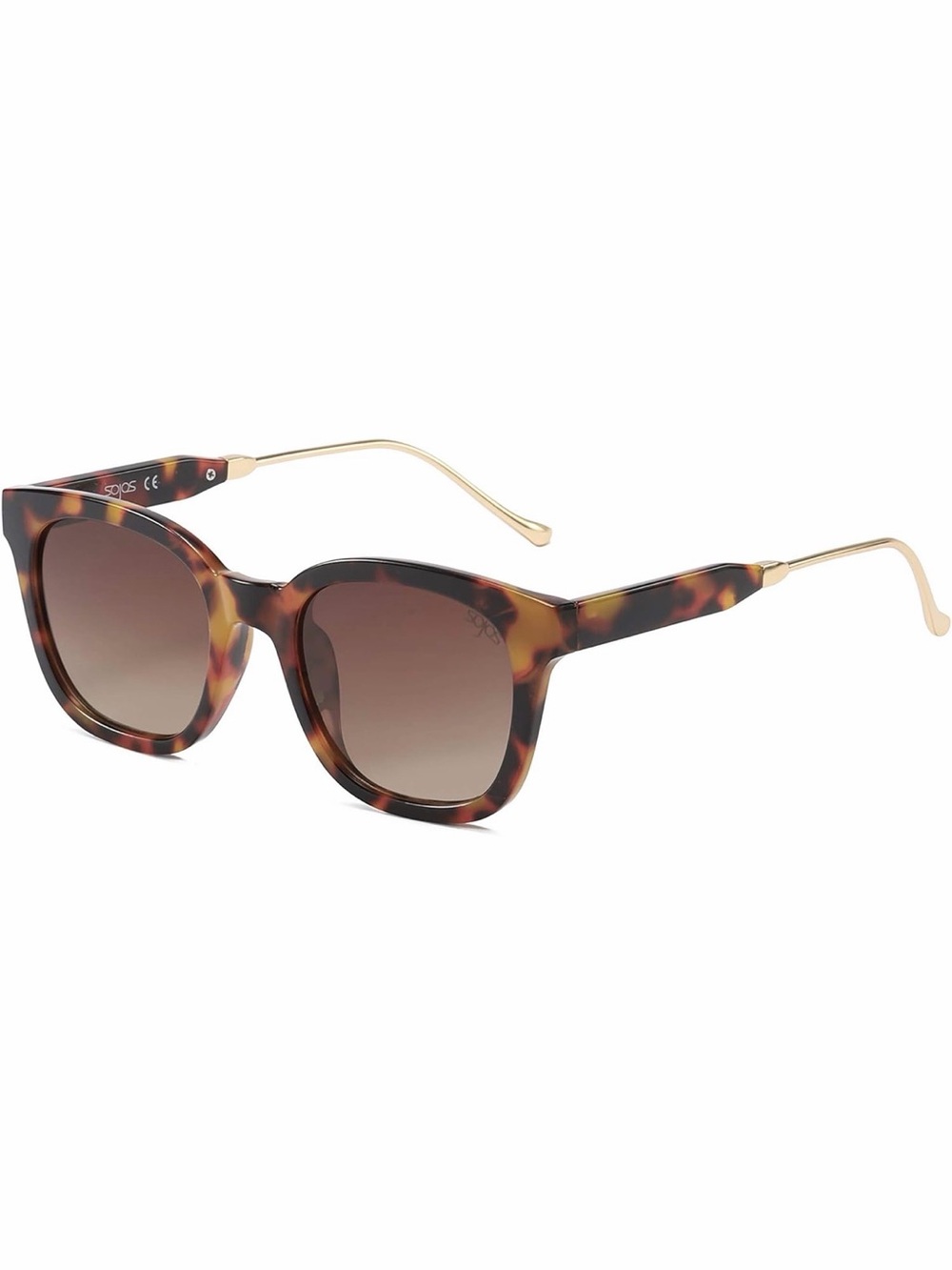 Tortoise Cat-Eye Sunglasses with Gold Temples - Brown Gradient Lenses
